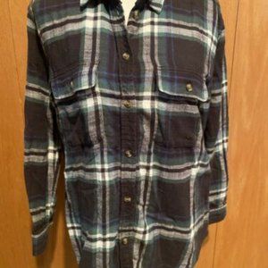 American Eagle Outfitters AE Green Plaid Oversized Fit Flannel Shirt Top Small